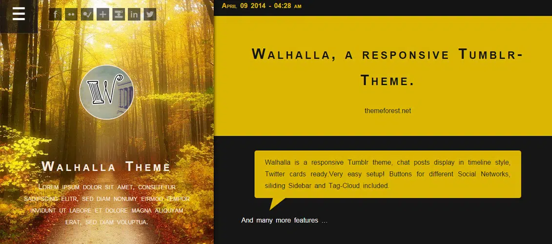 Walhalla，一個響應式的 Tumblr 主題。