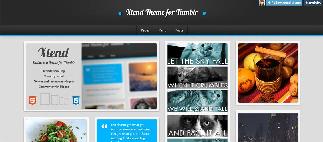 Xtend, Fullscreen und Modern Theme für Tumblr