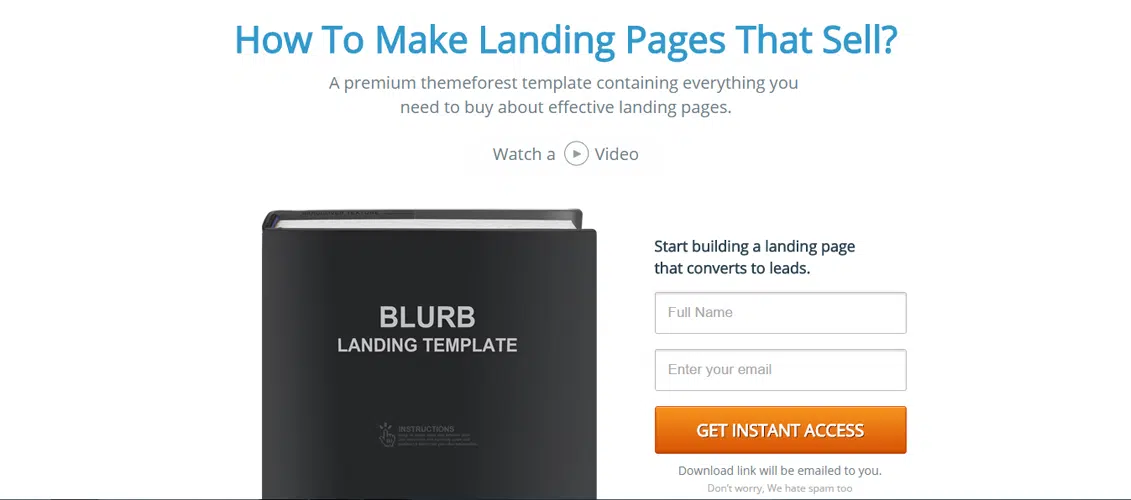 Blurb Unbounce ebook 랜딩 템플릿