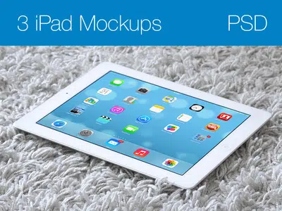 3台のiPadモックアップセット無料PSD