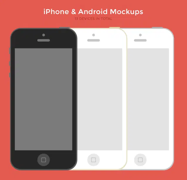 Mockup piatti per iPhone e Android PSD gratuiti