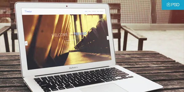 PSD نموذج بالحجم الطبيعي لأجهزة Macbook Air Mockup Free PSD 2