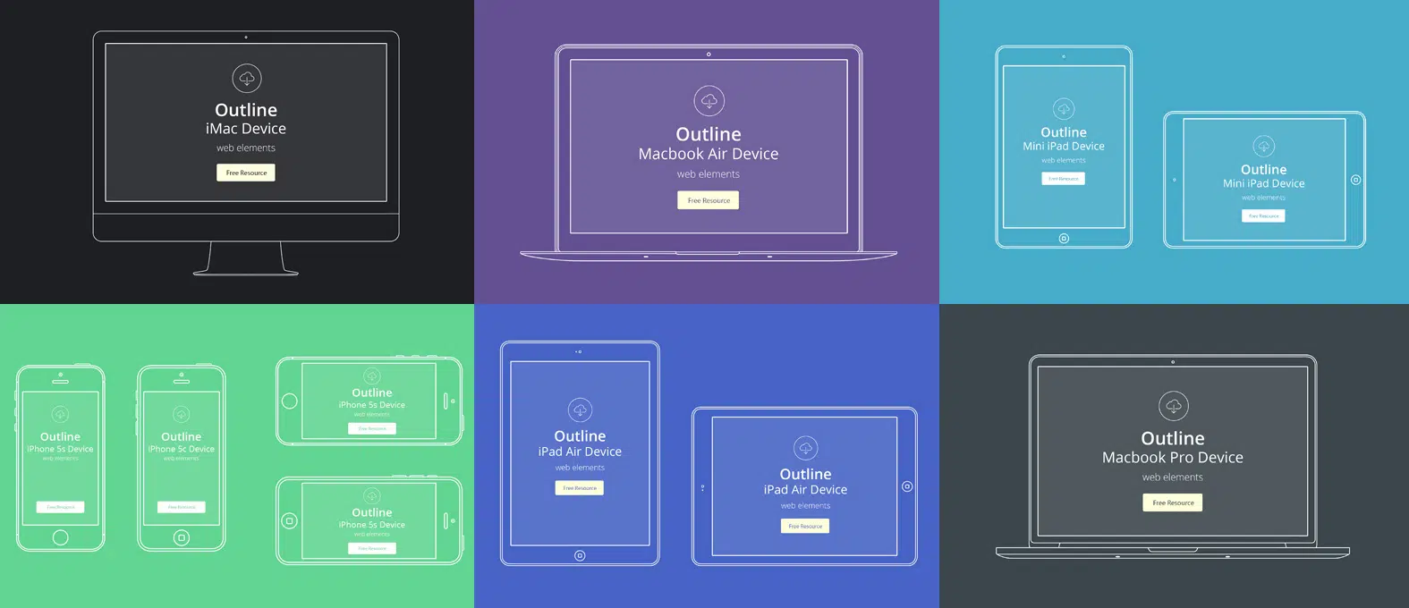 Apple Device Outline Mockups PSD gratuit