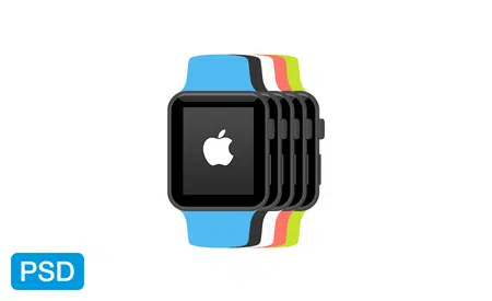 Apple Watch Flat Mockup Free PSD