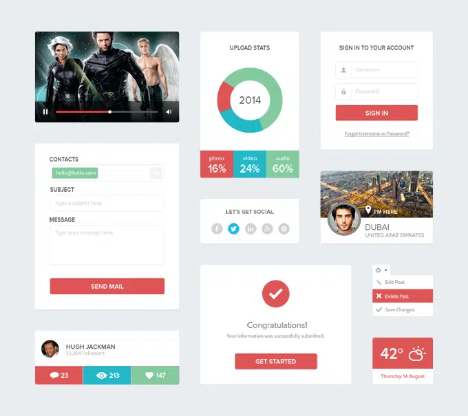 Clean Flat UI Kit PSD gratuit