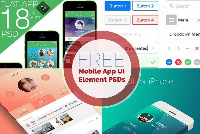 18 Mobile App UI Kits ฟรี PSD