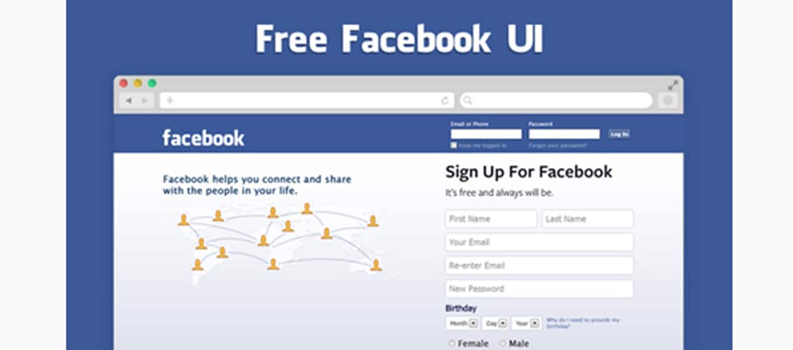 Facebook UI PSD –無料ダウンロード