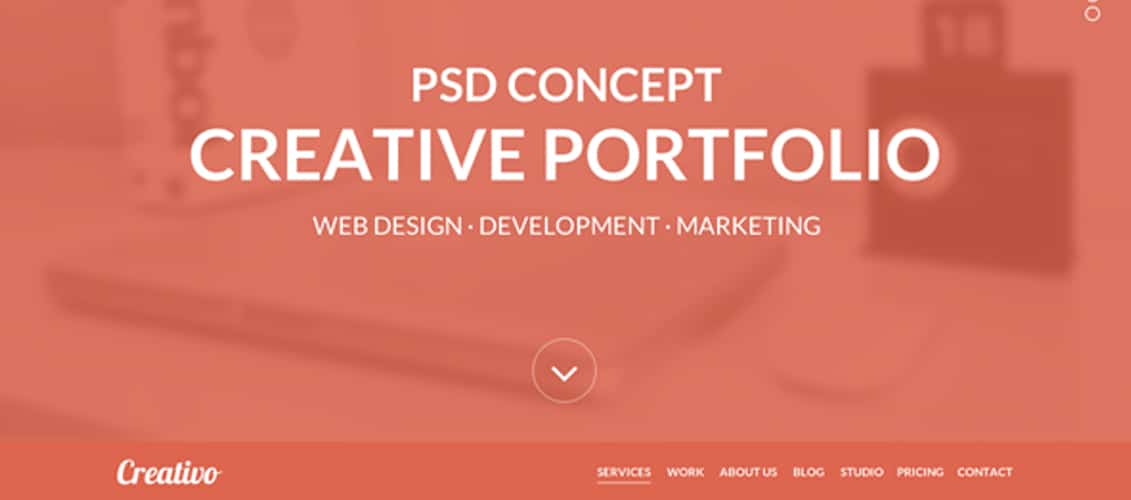 Creativo – Template PSD Satu halaman Gratis