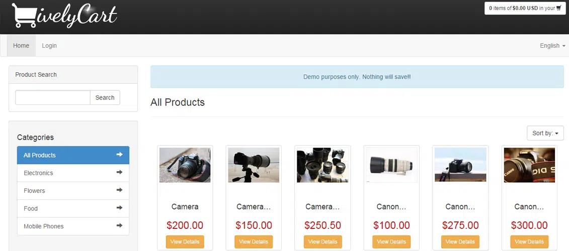 LivelyCart - uma loja JQuery PHP Store