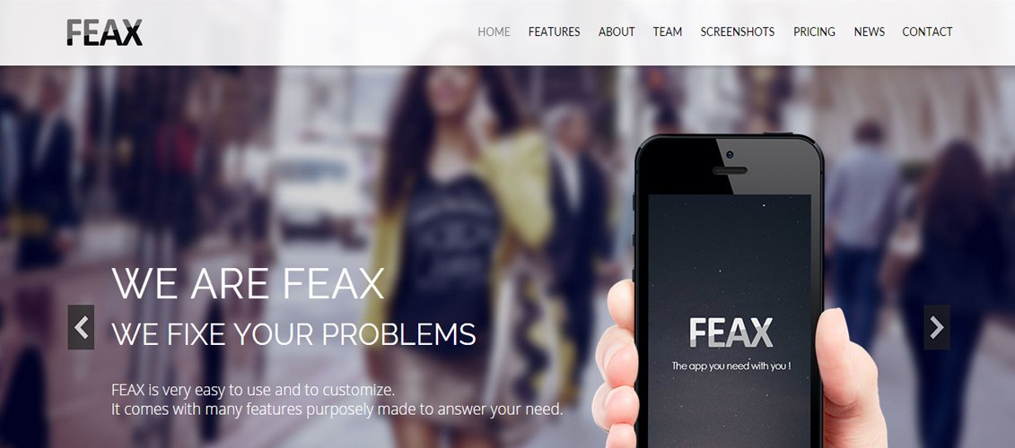 Feax - เทมเพลตหน้า Landing Page ของแอป