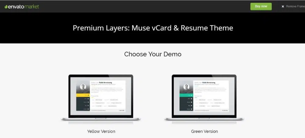 Straturi premium - tema Muse vCard & Resume