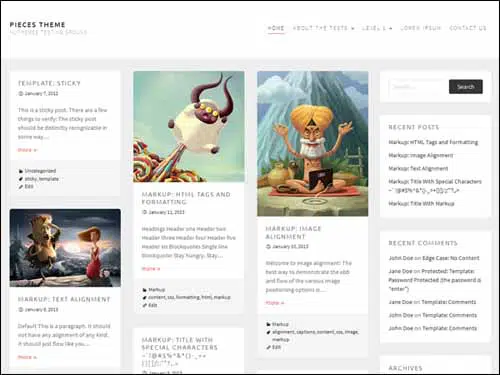 Tema WordPress responsivo gratuito de peças