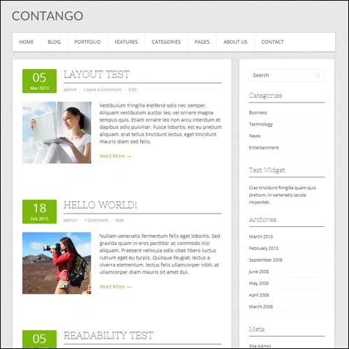 ธีมตอบสนอง Contango ฟรี