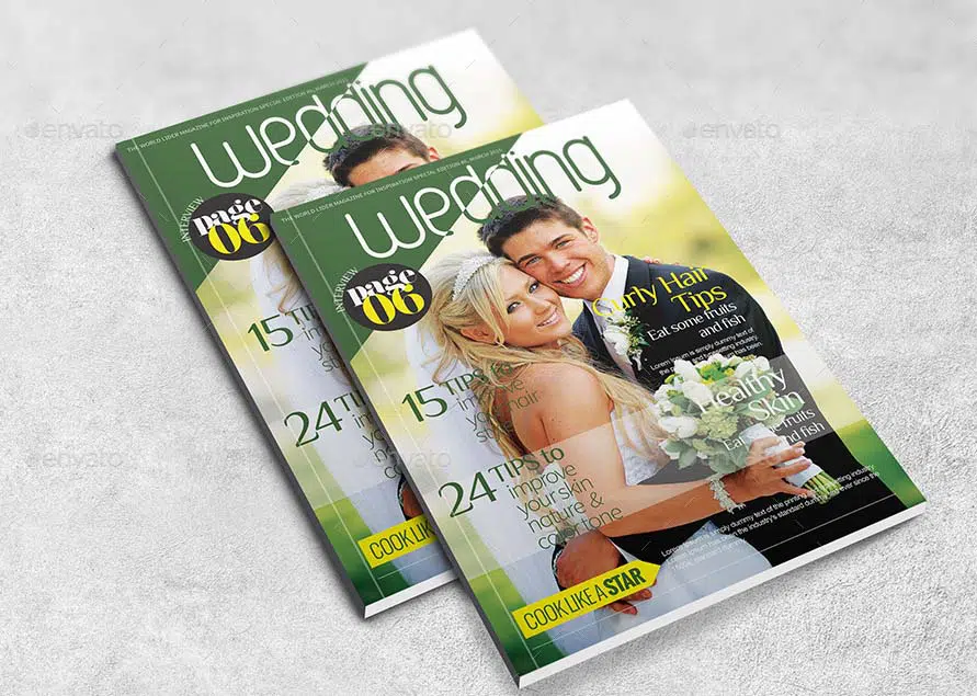 Modello di copertina di una rivista di matrimonio