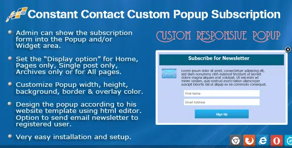 Constant Contact Abonament pop-up personalizat pentru WP