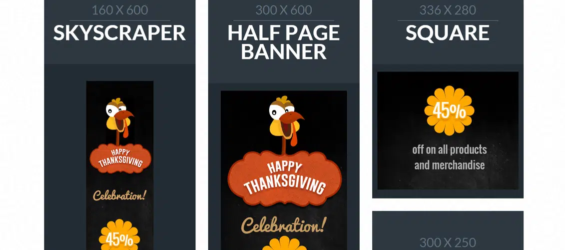 추수 감사절 HTML5 광고 템플릿 배너