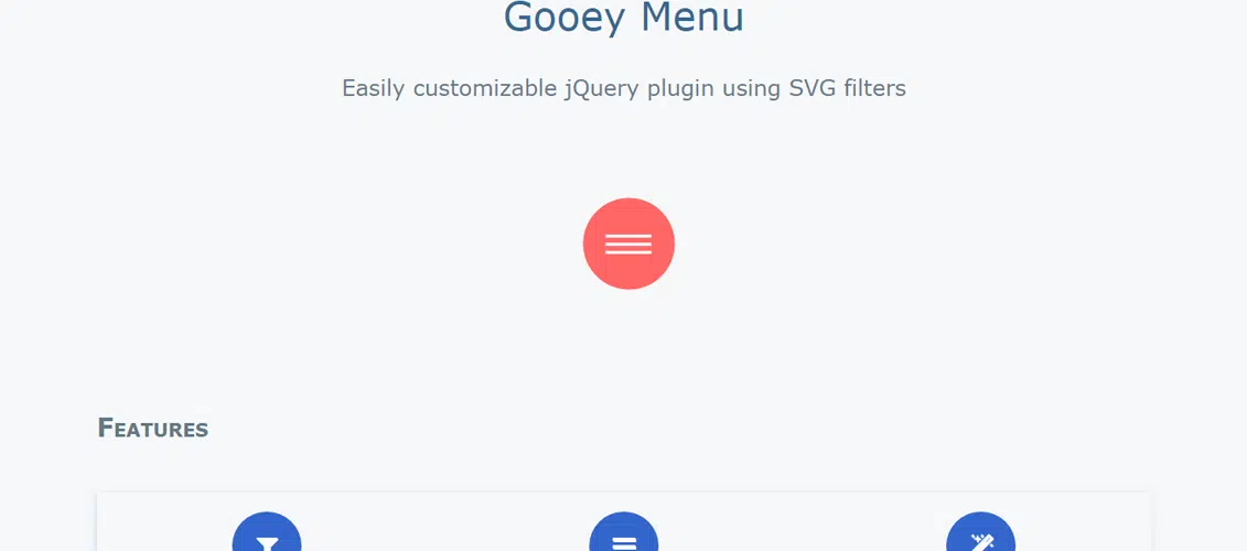 Плагин Gooey Menu jQuery