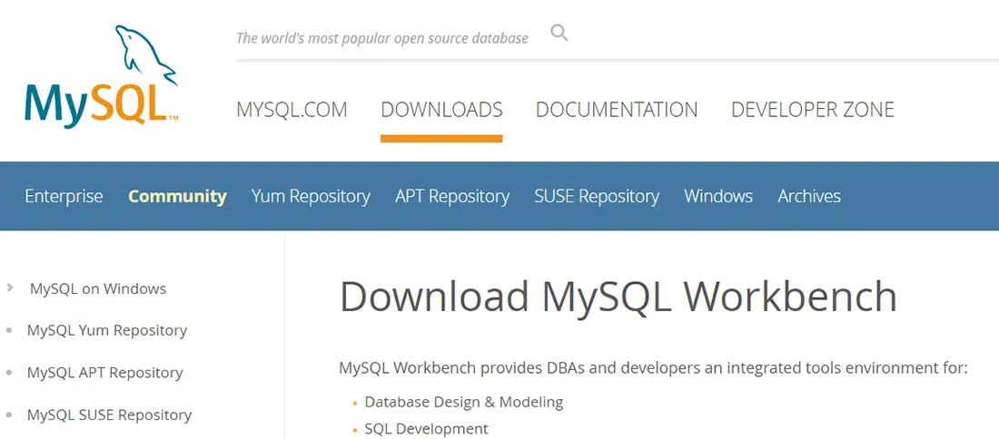 MySQL __ MySQL 워크벤치 다운로드