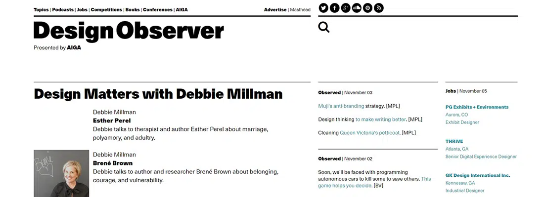 Tema El diseño importa con Debbie Millman Design Observer