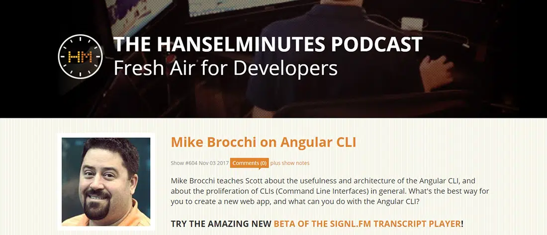 Mike Brocchi sobre Angular CLI en el podcast de tecnología de Hanselminutes