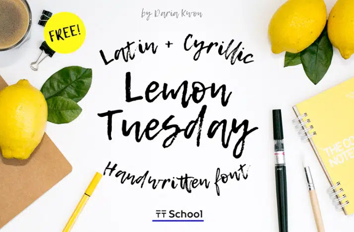 แบบอักษร Lemon Tuesday dafont.com แบบอักษรพู่กันฟรี