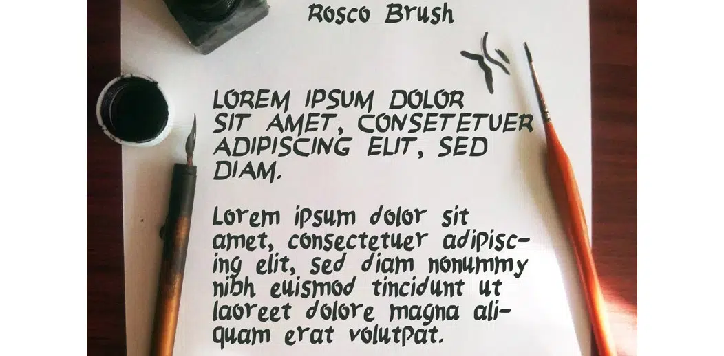 ฟรี แบบอักษรแปรง Rosco Brush Logoholique.com แบบอักษรพู่กันฟรี