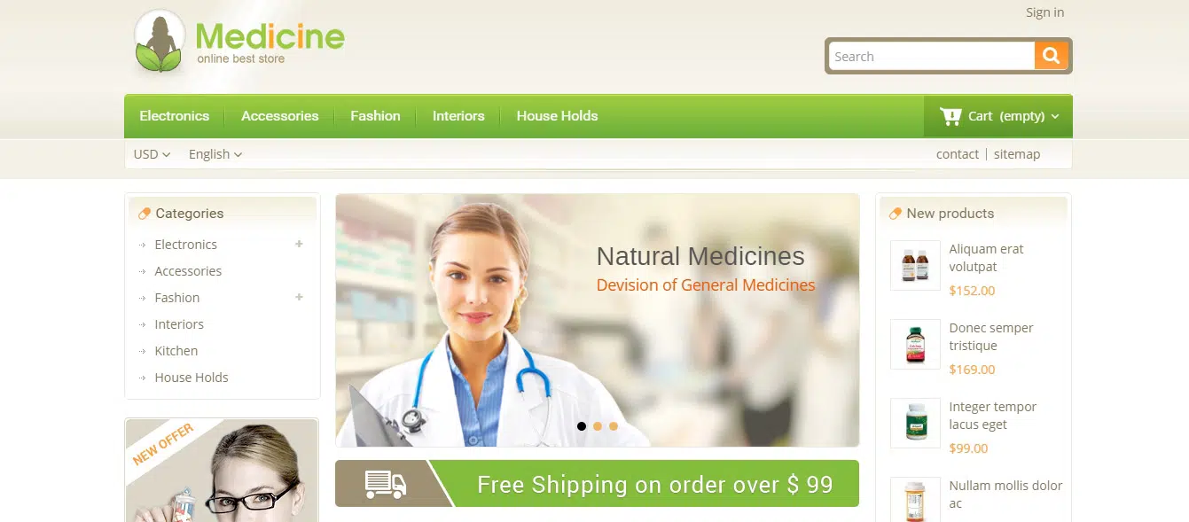 Medicine Pharmacy Prestashop Theme แสดงตัวอย่าง ThemeForest