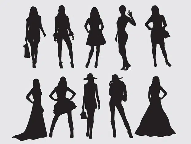 Silhouettes-set-di-modelle-che-indossano-abiti-alla moda-Vector-_-Download-gratuito