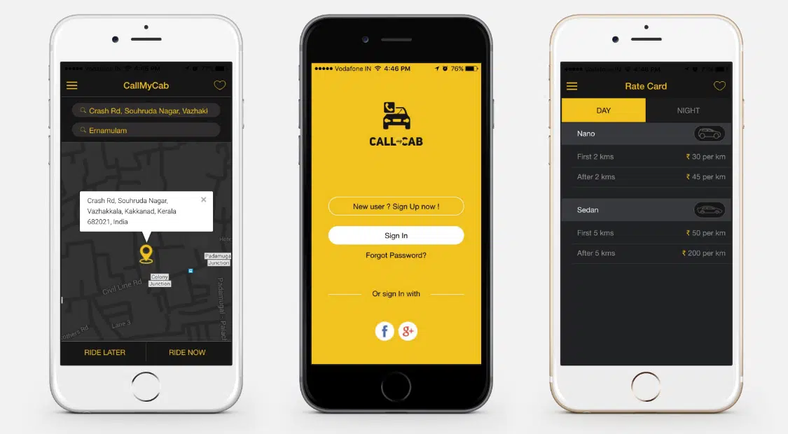 Modelli di app web per l'app per la prenotazione di taxi online