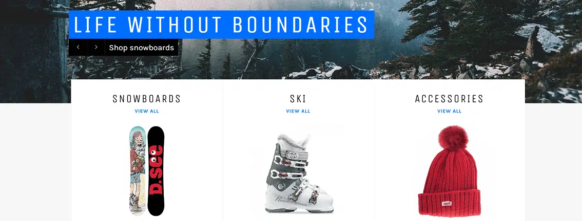 Venture - Snowboards Kostenlose Shopify-Vorlage