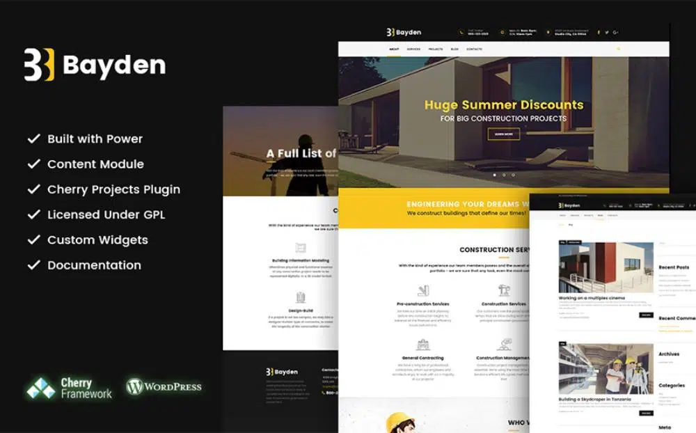 Tema WordPress responsivo 27 para arquitetura e construção