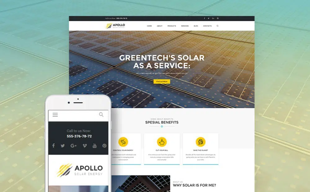 Tema WordPress 20 responsive per Solar Energy Company