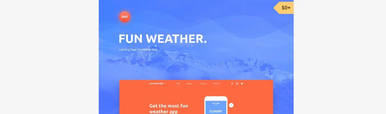 WeatherApp Photoshop-Website-Vorlage