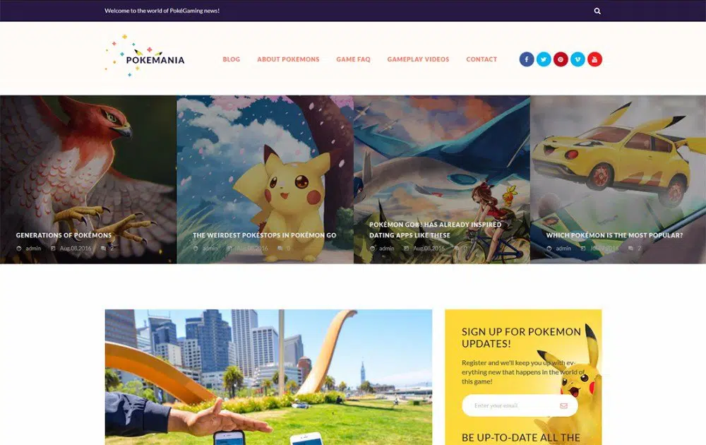 21-Tema WordPress do Portal Pokémon Go