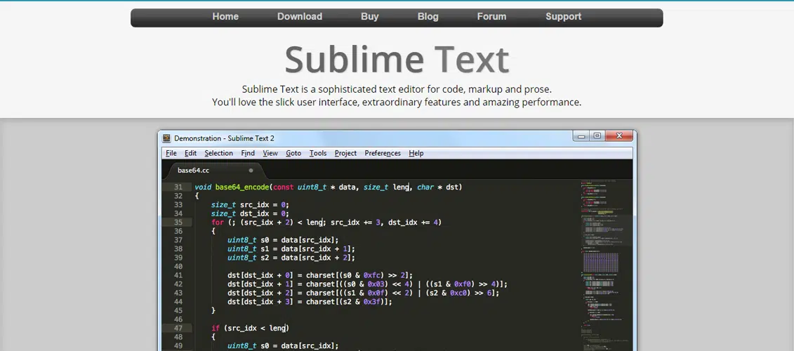 Бесплатные редакторы кода Sublime Text