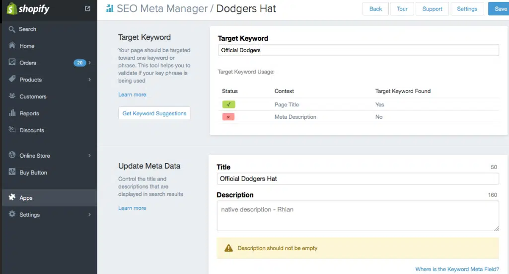 Mejore las posiciones en los motores de búsqueda con la aplicación SEO Meta Manager Shopify