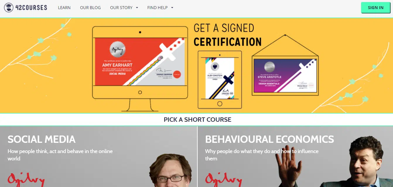 42courses.com Meilleurs cours UX