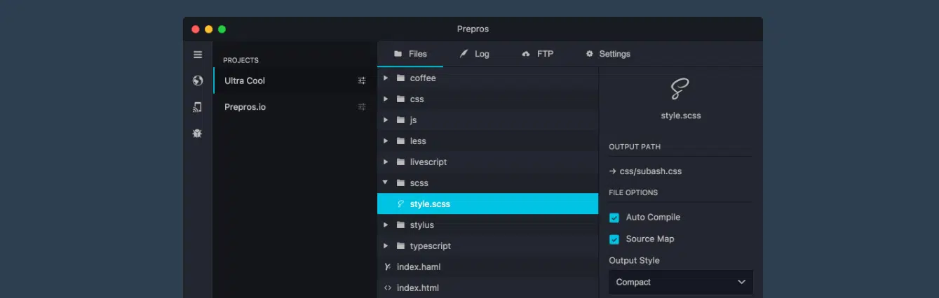 Prepros GUI 덜 컴파일러