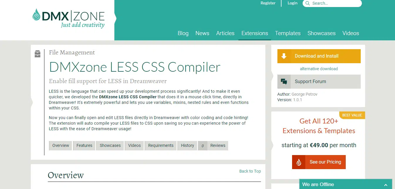 คอมไพเลอร์ DMXzone LESS CSS