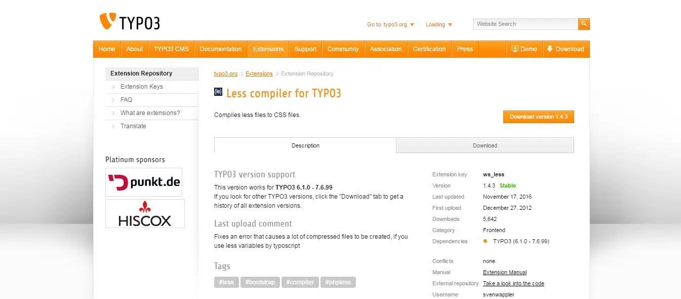 Menos compilador para TYPO3