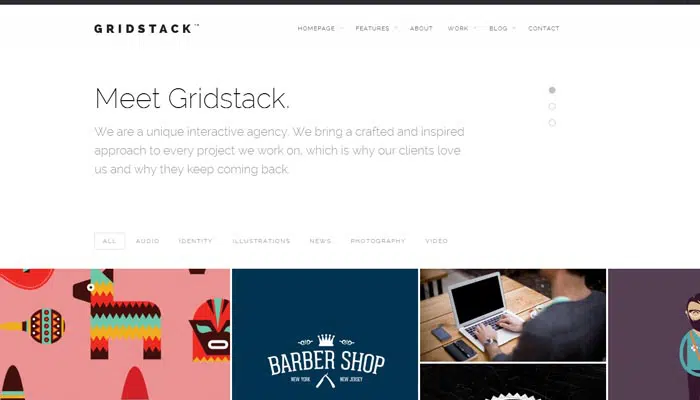 GridStack 응답 에이전시 WordPress 테마