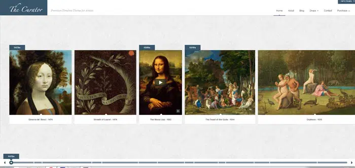 El tema Curator Premier WP Timeline para artistas