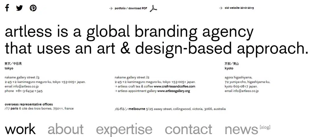 artless Inc. Sites de typographie