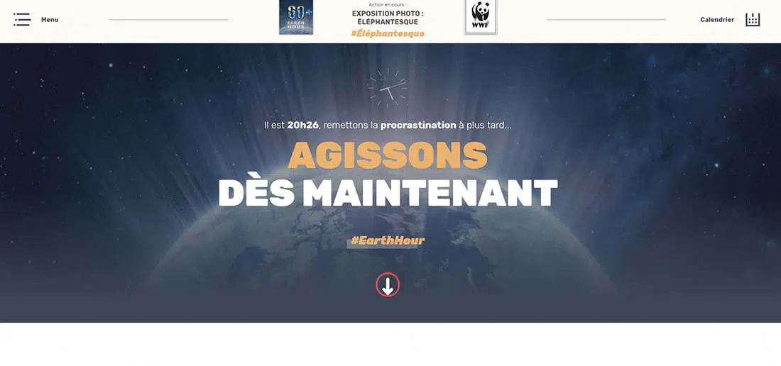 Accueil EarthHour 巨大的排版