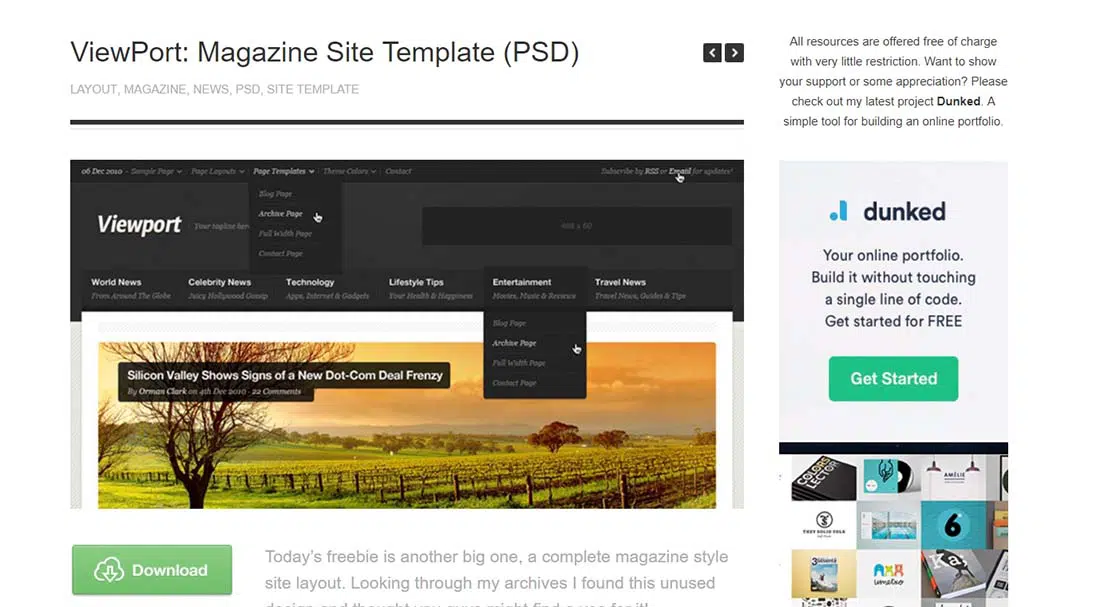 Modèle de site de magazine ViewPort (PSD)