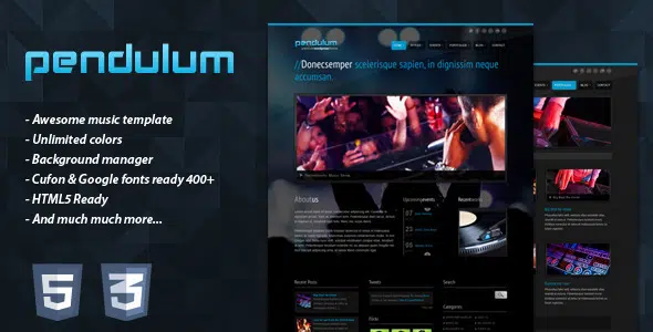 PENDULUM ไนท์ไลฟ์ เทมเพลตเว็บไซต์