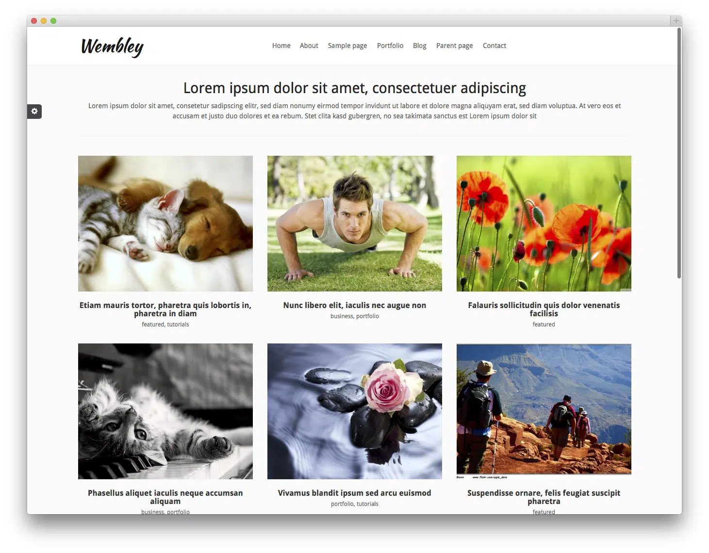 Wembley ฟรี Bootstrap WordPress Theme