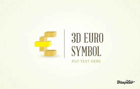 Simbol Euro 3D Template Logo Gratis