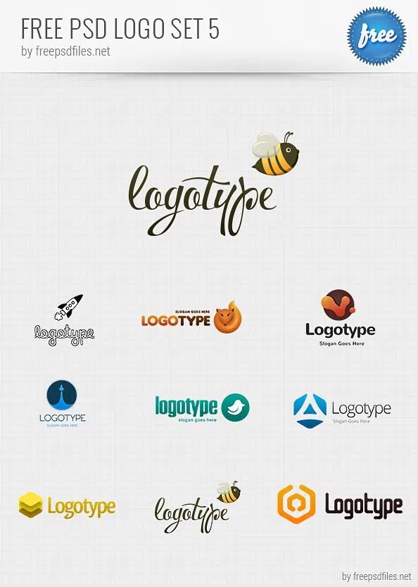 Paket Template Desain Logo PSD Gratis 5