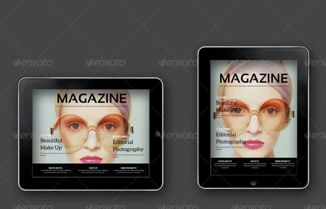 Plantillas para revistas digitales de belleza para tabletas iPad